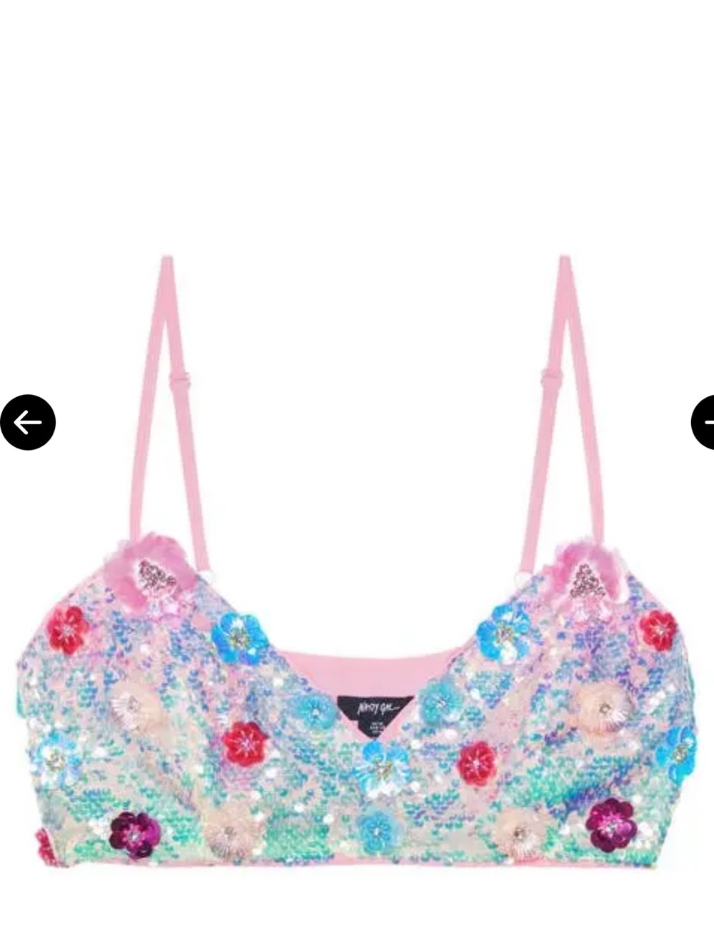 NWT Nasty Gal Floral Appliqué Sequin Bralette Top